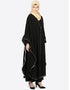 Muslim Butterfly Upper With Inner Peals Abaya Cum Kaftan Black