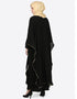 Muslim Butterfly Upper With Inner Peals Abaya Cum Kaftan Black