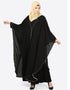 Muslim Butterfly Upper With Inner Peals Abaya Cum Kaftan Black