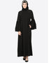 Islamic Three Bell At Sleeve Hand Work Party Abaya Black