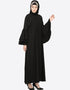 Islamic Three Bell At Sleeve Hand Work Party Abaya Black