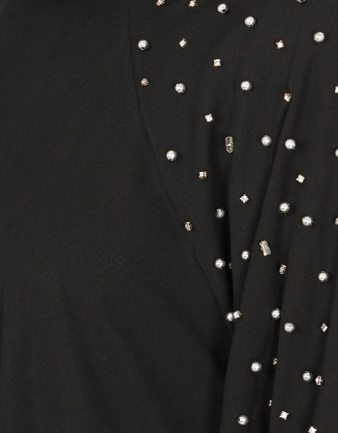 Islamic Three Bell At Sleeve Hand Work Party Abaya Black