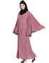 Arabic Butterfly sleeve front open pearls Dubai Kaftan Pink