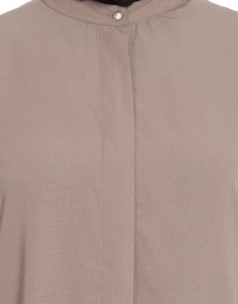 Women Hidden Placket front open casual Abaya Brown