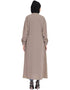 Women Hidden Placket front open casual Abaya Brown