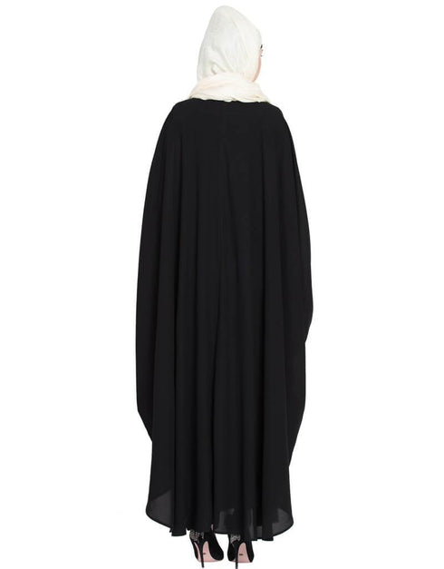 Modern Hand beaded front open party Kaftan Black