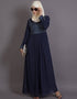 Women Embellished Navy Party Burqown - Burqa and Gown Blue