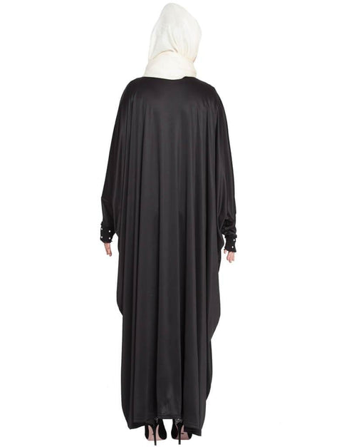 Trendy Pleated Butterfly Kaftan Black