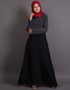 Muslimah Contrast Body Daily Wear Abaya Grey