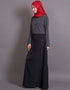 Muslimah Contrast Body Daily Wear Abaya Grey