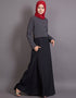 Muslimah Contrast Body Daily Wear Abaya Grey