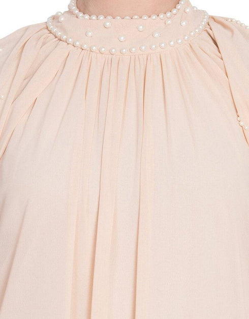 Dubai Pearls Hand work Halter neck Peach Wedding Abaya Peach