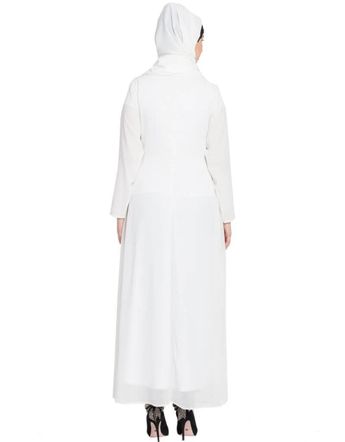 Muslim Hand embroidered Off White Wedding Abaya Off White