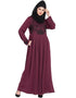 Arabic Hand embroidered Wine party Abaya Wine
