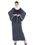 Muslimah Full hand work pearls embellished wedding Abaya Navy Blue