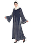 Muslimah Full hand work pearls embellished wedding Abaya Navy Blue