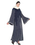 Muslimah Full hand work pearls embellished wedding Abaya Navy Blue