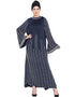 Muslimah Full hand work pearls embellished wedding Abaya Navy Blue