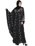 Trendy Butterfly Sleeve Hand work Party Abaya Black