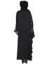 Trendy Butterfly Sleeve Hand work Party Abaya Black