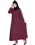 Muslim Pin tuck side placket Abaya Maroon