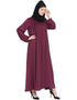 Muslim Pin tuck side placket Abaya Maroon