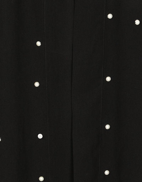 Islamic Contrast bottom cuff pearls beaded with inner Dubai Kaftan Black