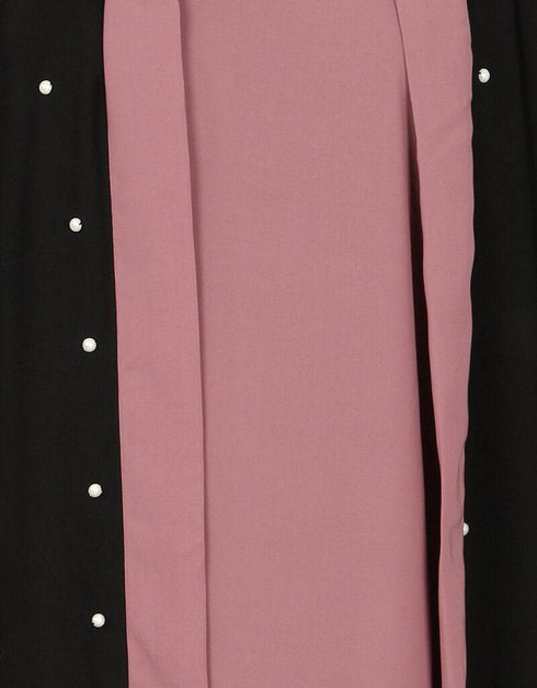 Muslimah Contrast beaded Dubai Kaftan Black