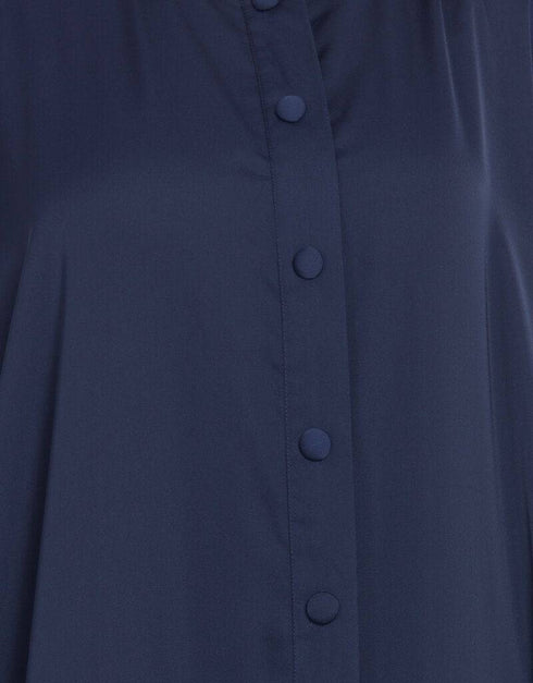 Chic Front open and cuff with self button butterfly Kaftan Blue