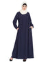 Trendy Four pleats at bust casual Abaya Blue