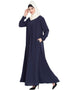 Trendy Four pleats at bust casual Abaya Blue