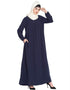 Trendy Four pleats at bust casual Abaya Blue