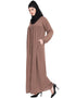 Modern Front Open gather at bust casual Abaya Brown