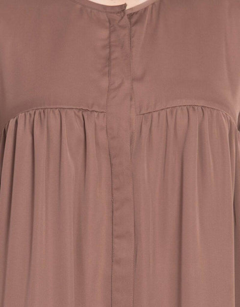 Modern Front Open gather at bust casual Abaya Brown