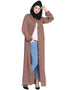 Modern Front Open gather at bust casual Abaya Brown