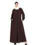 Dubai Front open cuff and band casual Abaya Brown
