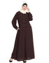 Dubai Front open cuff and band casual Abaya Brown