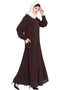 Dubai Front open cuff and band casual Abaya Brown