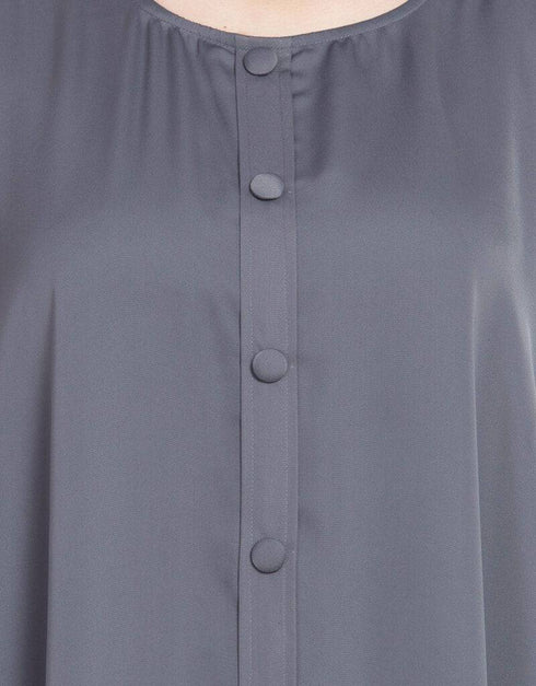 Muslimah Front Open self Button Butterfly Kaftan Grey