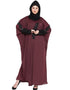 Chic contrast sleeve patch butterfly Kaftan Maroon