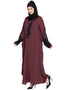 Chic contrast sleeve patch butterfly Kaftan Maroon