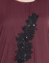 Chic contrast sleeve patch butterfly Kaftan Maroon