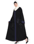 Trendy Contrast Band hand work Dubai Kaftan Black