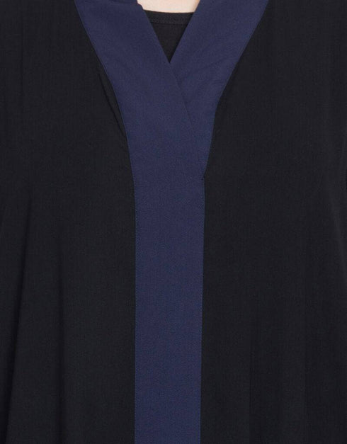 Trendy Contrast Band hand work Dubai Kaftan Black