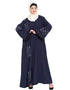 Modern Hand work front open Dubai Kaftan Blue
