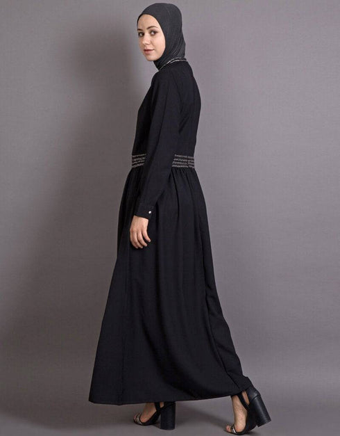 Modest Embellished Party Classic Abaya Black