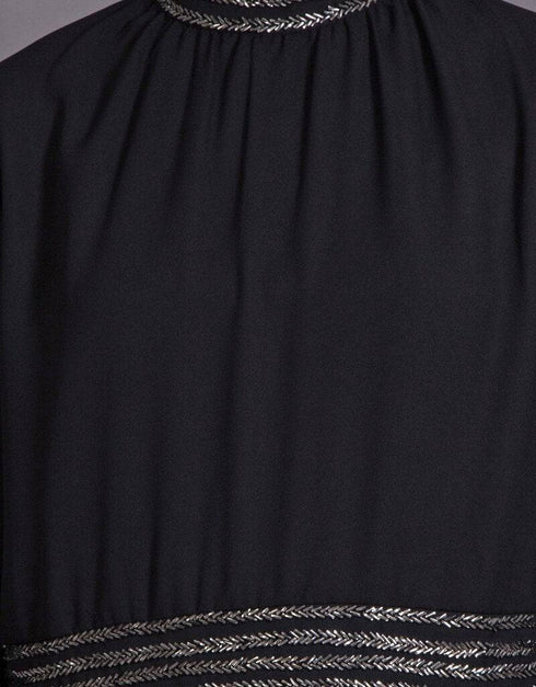 Modest Embellished Party Classic Abaya Black