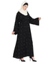 Dubai Pearls embroidered front open Dubai Kaftan Black