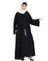 Dubai Pearls embroidered front open Dubai Kaftan Black