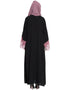 Muslim Contrast band and lace pearls embroidered Dubai Kaftan Black
